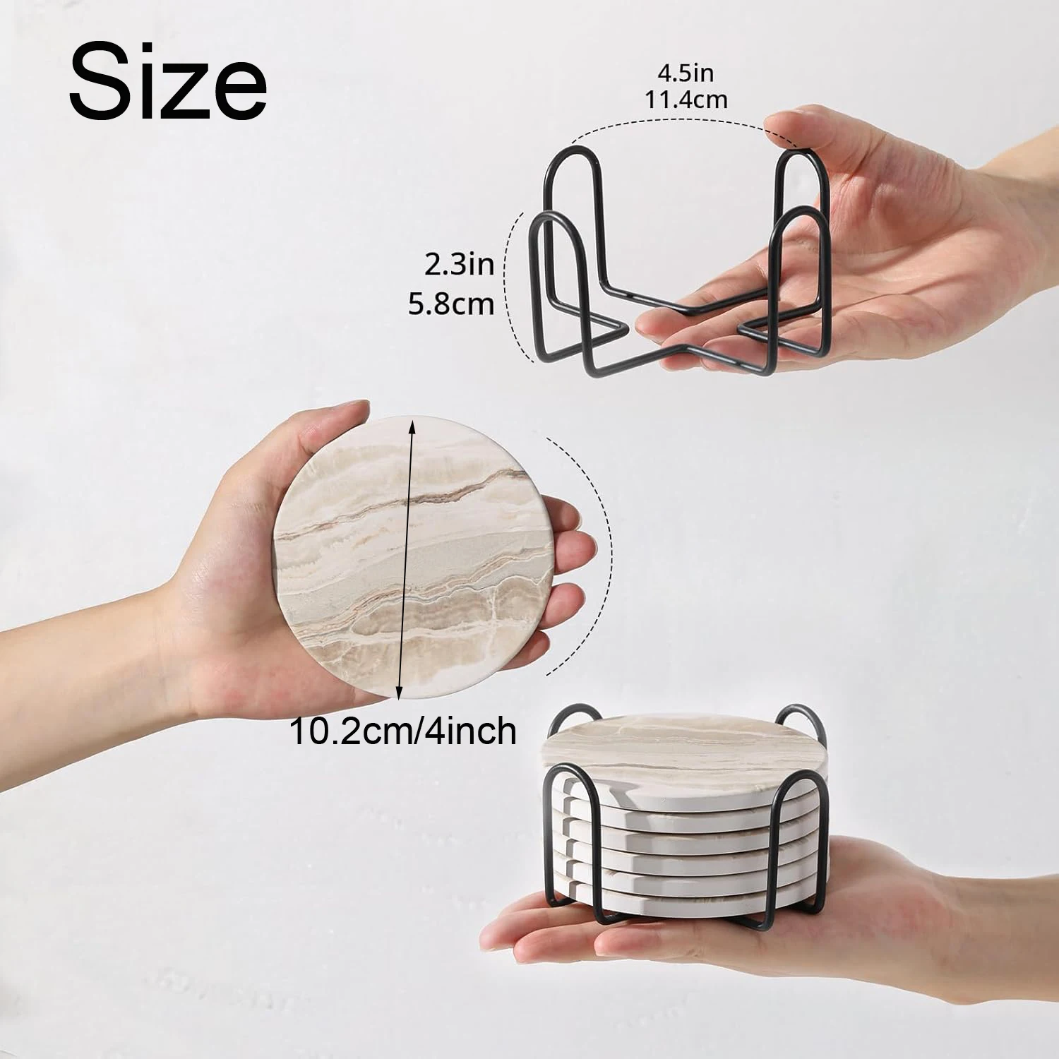 6Pcs Beverage Coaster Set with - Marble Coaster Set 评论和价格