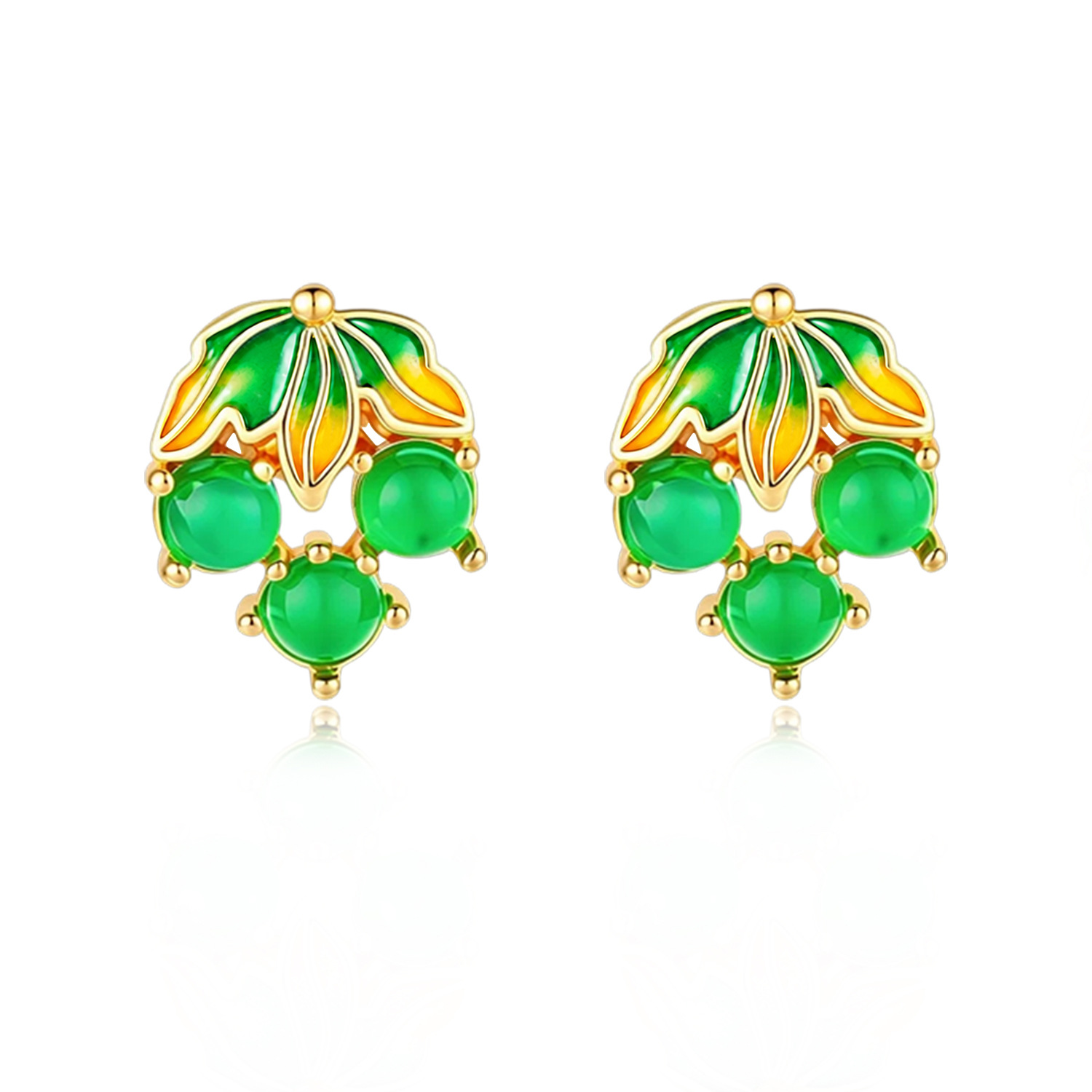 Burmese Jadeite Grape Earrings - Gold Plated Jewelry 评论和价格