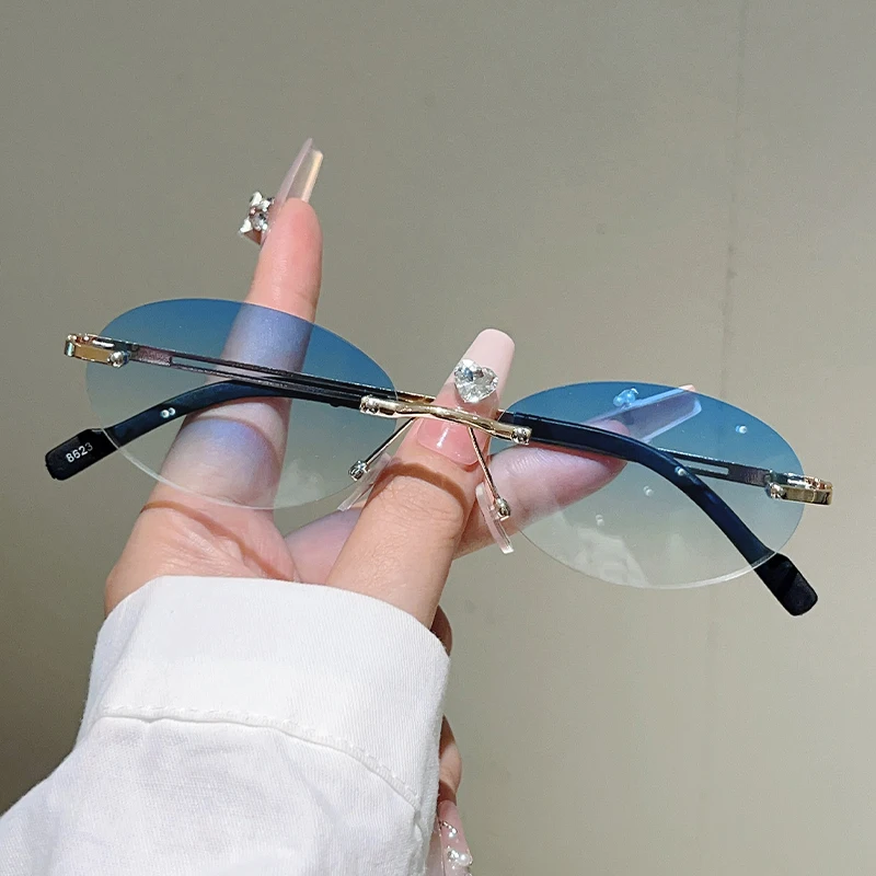 Rimless Oval Sunglasses Women  - Designer Sunglasses 评论和价格