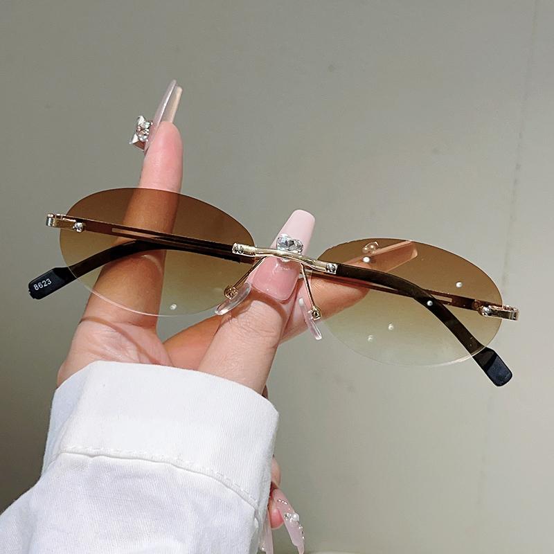 Rimless Oval Sunglasses Women  - Designer Sunglasses 评论和价格