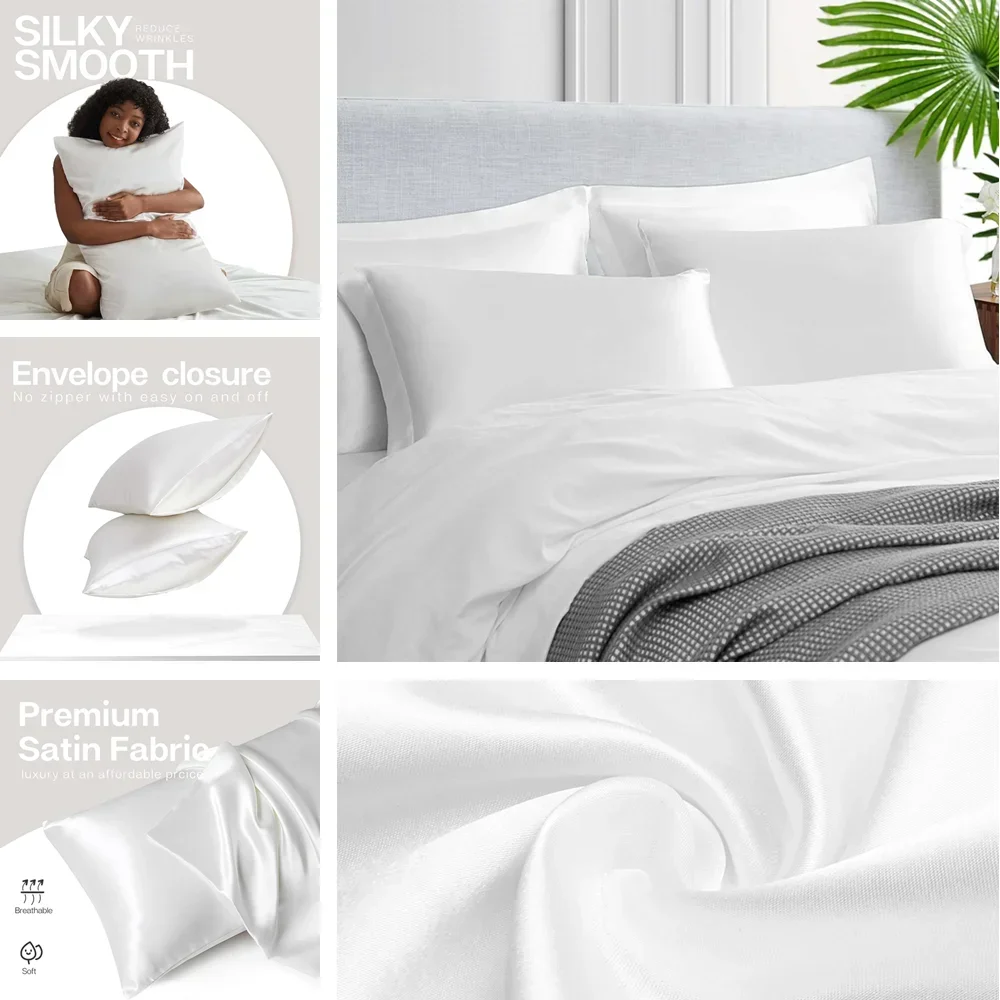 2 Pack Satin Pillowcase for Ha - Silk Pillowcase 评论和价格