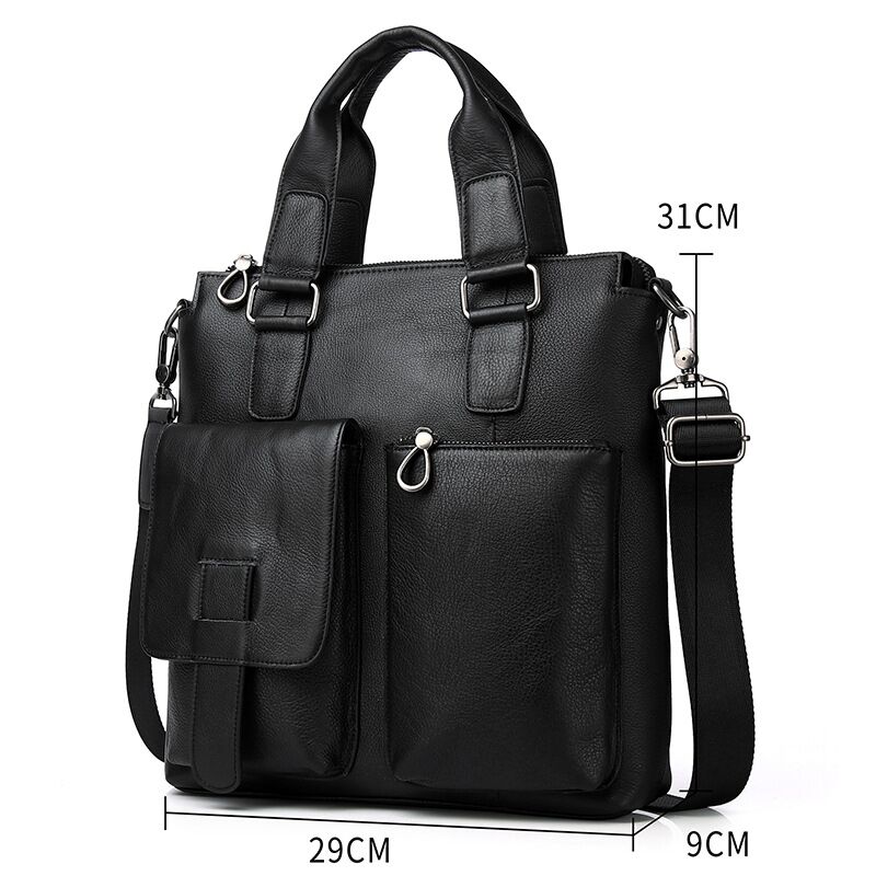 Men Vertical Handbag Male Genu - Leather Briefcase 评论和价格