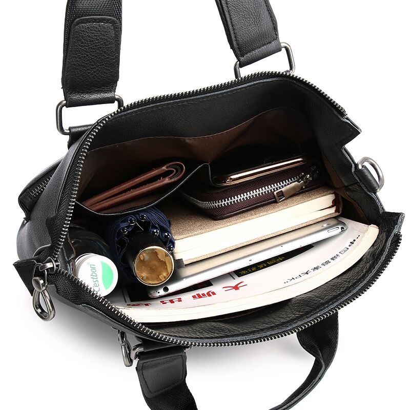 Men Vertical Handbag Male Genu - Leather Briefcase 评论和价格