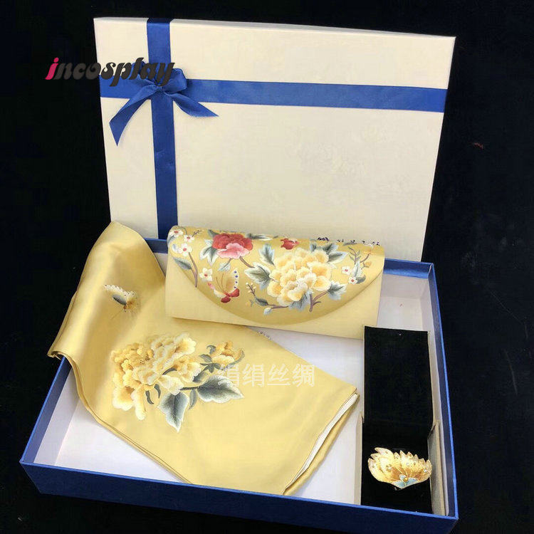 Chinese Embroidery Silk Scarf, - Luxury Gift Set 评论和价格