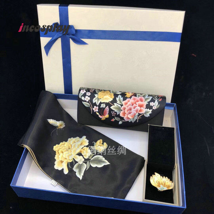 Chinese Embroidery Silk Scarf, - Luxury Gift Set 评论和价格