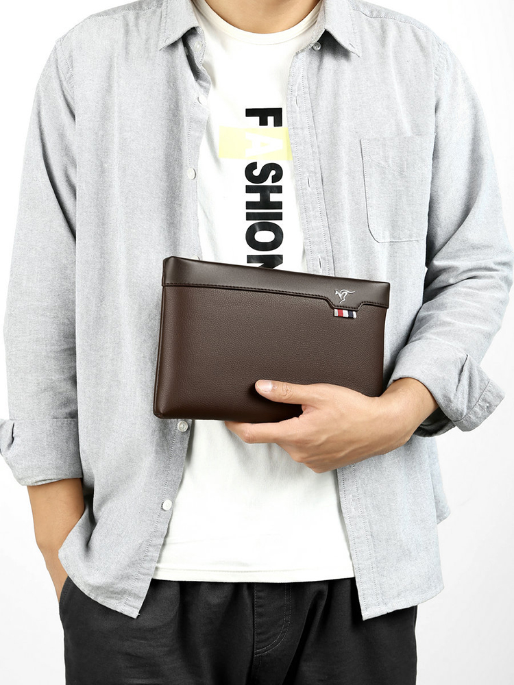 PU Leather Men's Clutch Bag Zi - Leather Wallet Men 评论和价格
