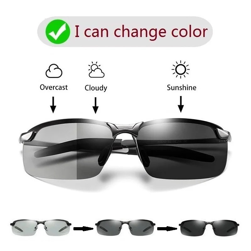 Men Photochromic Polarized Sun - Sunglasses Uv400 评论和价格