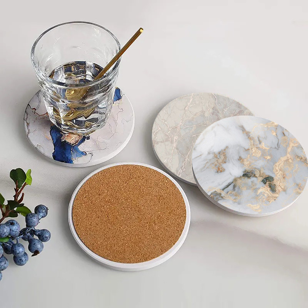 White Marble Coaster  Absorben - Marble Coaster Set 评论和价格