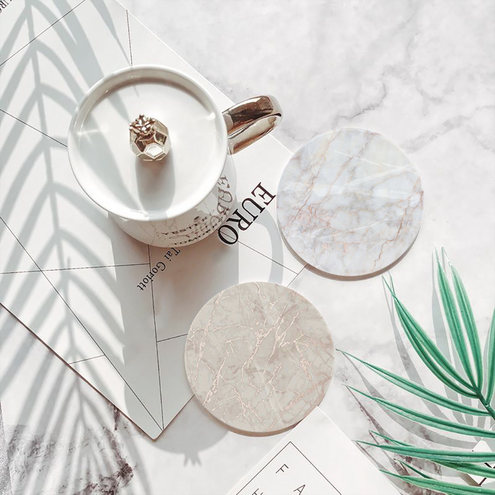 White Marble Coaster  Absorben - Marble Coaster Set 评论和价格