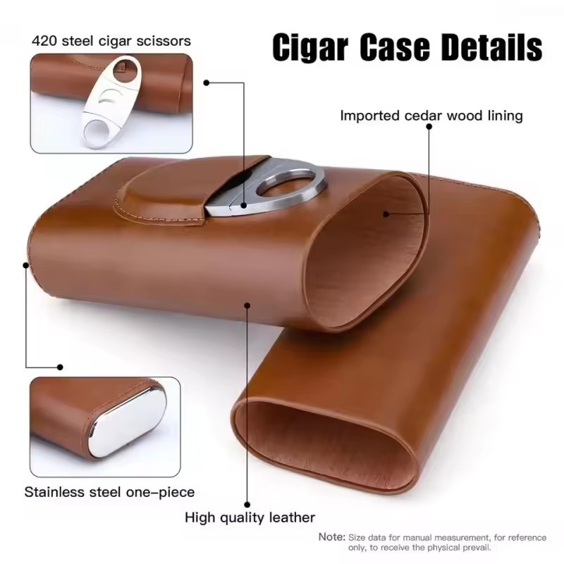 Leather Cigar Case 3 Finger Po - Premium Cigar Case 评论和价格