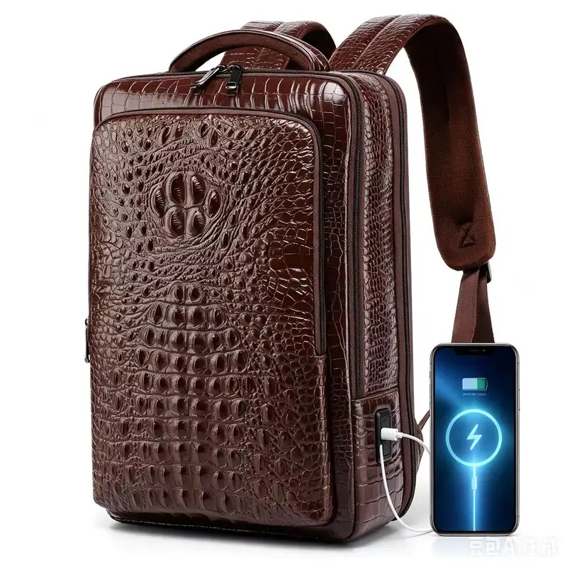 New Men's Crocodile Patterned  - Leather Briefcase 评论和价格
