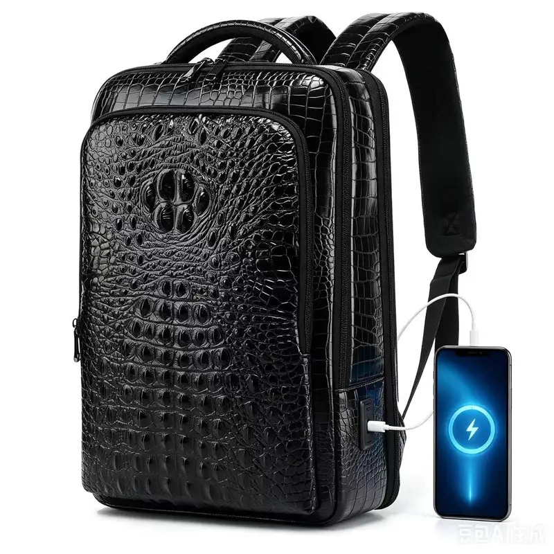 New Men's Crocodile Patterned  - Leather Briefcase 评论和价格