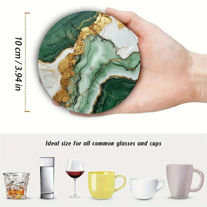 4 Pieces of Marble Pattern Pri - Marble Coaster Set 评论和价格
