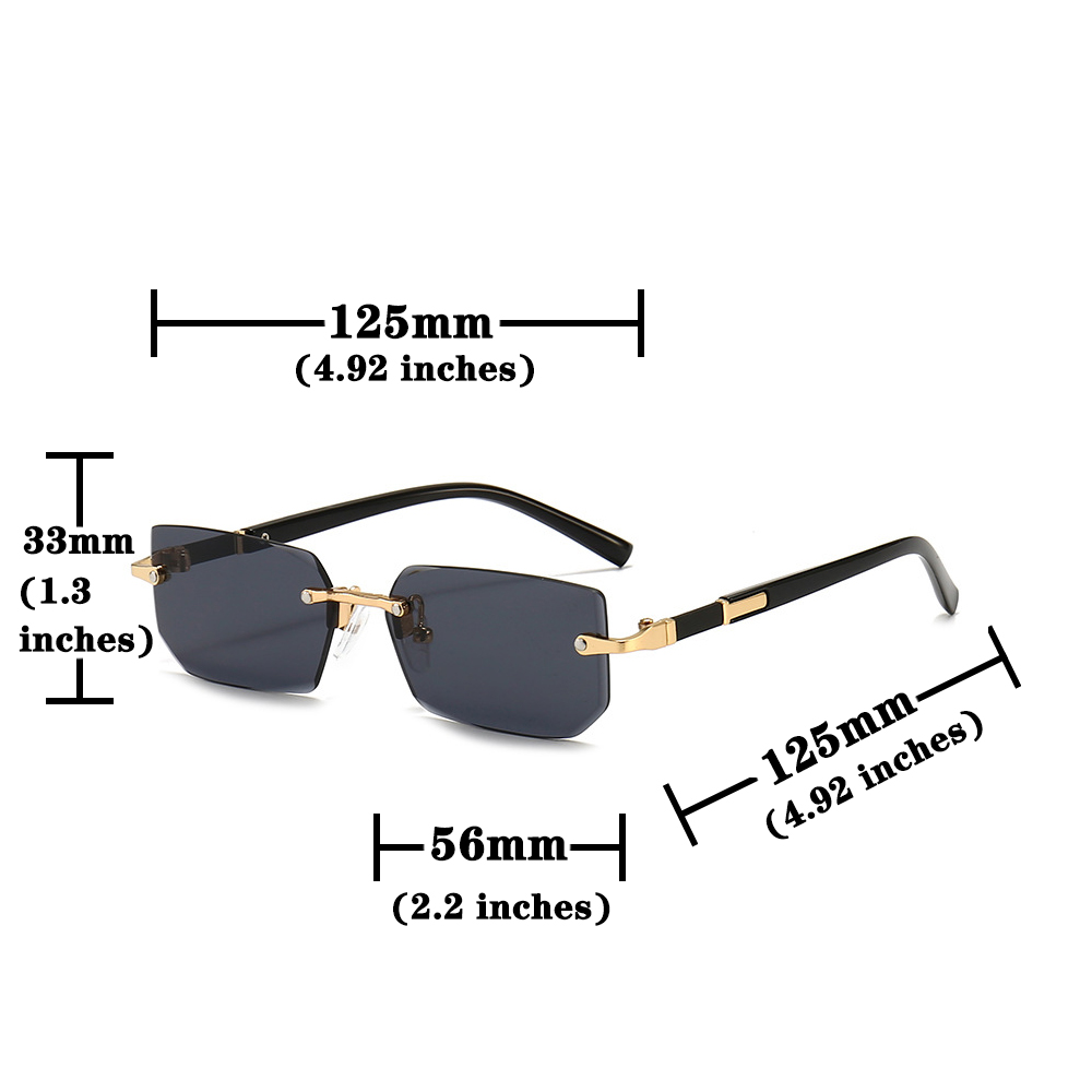 Rimless Rectangle Sunglasses F - Sunglasses Uv400 评论和价格