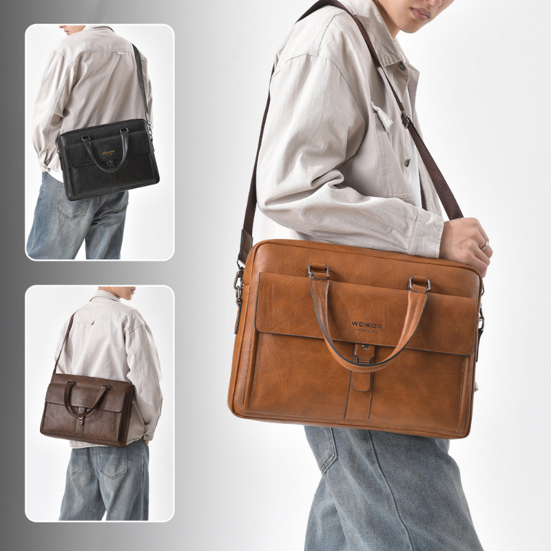 Vintage Dark Brown PU Leather  - Leather Briefcase 评论和价格
