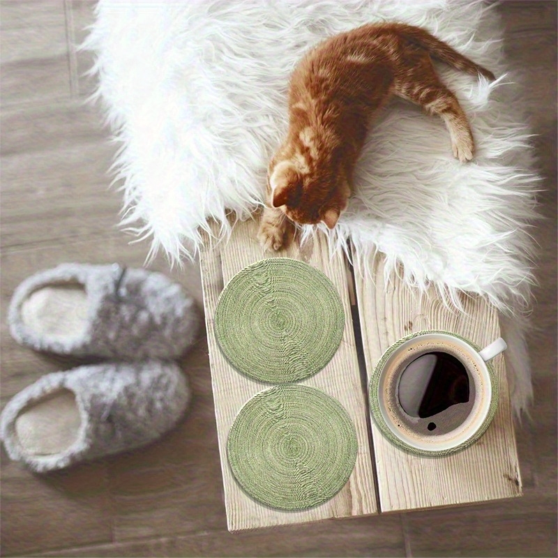 6pcs 4in Round Retro Green Gro - Marble Coaster Set 评论和价格